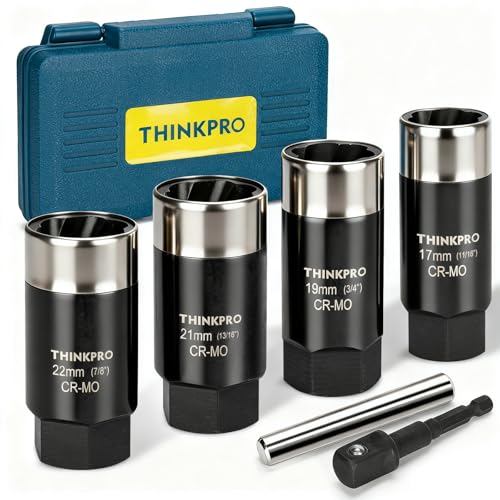 Thinkpro Locking Lug Nut Removal Tool-6 Pieces Deep Lug Nut Extractor Set,Stripped Lug Nut Remover 1/2