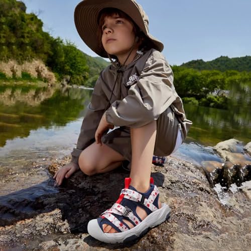 Image of JMFCHI Boys Girls Kids Closed Toe Sports Sandals Summer Water Shoes | Little /Big Kid,Comfortable lightweight,Non-slip soft sole,Hook-and-loop closure,Easy wear,Anti-collision toe,Daily casual