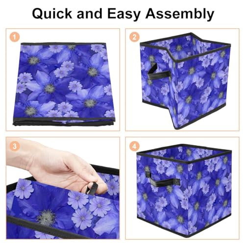 Placard encombré ? Boîte de rangement pliable fleur violette pour vêtements