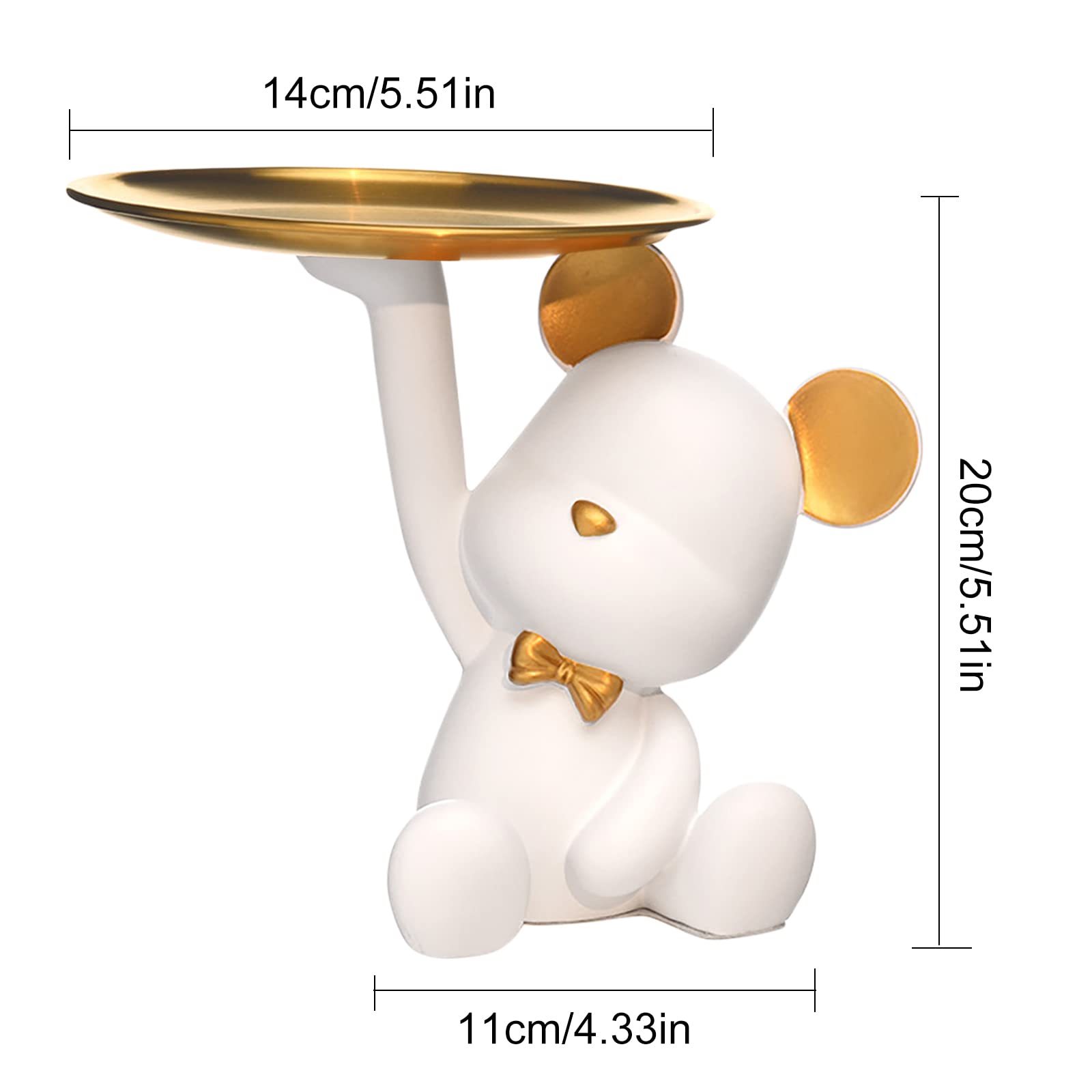 Starnearby Statua Vassoio Orso, Svuotatasche Design, Portachiavi Creativo, Ciotola per Chiavi, Vassoio da Scrivania in Resina, Portaoggetti Ingresso
