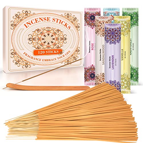 SCENTORINI Encens - Assortiments de Nombreux Parfums, Encens Lavande, Encens Rose, Encens Bois de Santal, Encens Forêt Tropicale, Encens Ambre Musc avec Support de Bâtons d'Encens