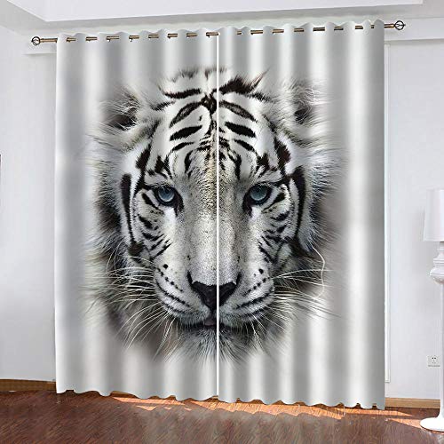 LWXBJX Rideaux occultants Thermique - Tigre Noir et Blanc Animal - 3D Impression Numérique Isolant...