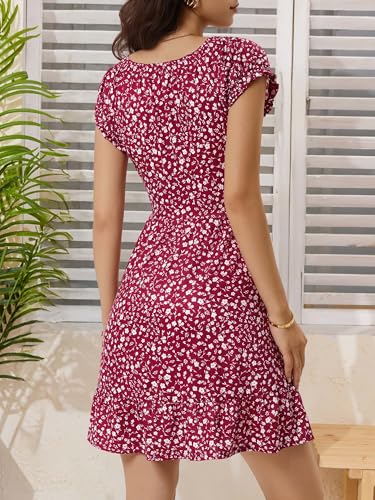 Image of HUHOT Teen Petite Women Floral Short Summer Mini Dresses with Pockets Cute Milkmaid Sundress 2026