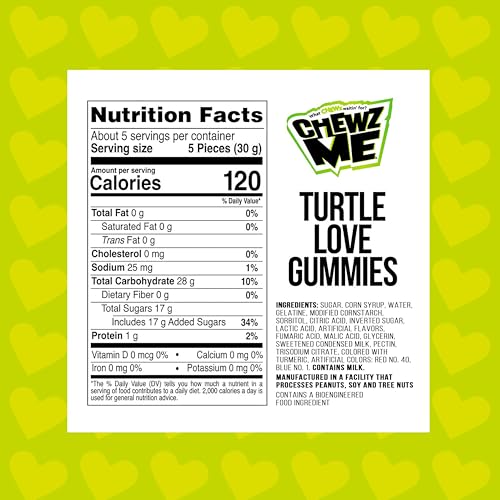 ChewzMe Tangy Turtlz Gummies, Valentine Gummy Candy Gift in Heart Box, Turtle-Shaped Jelly-Filled Gummies in Assorted Flavors, 5.1 oz (Pack of 1) - image 2