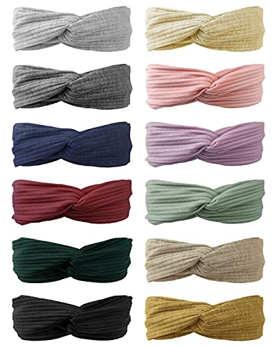 Knotted Headbands for Women and Girls, No Slip Fashion Head Bands - 12 Pcs with 12 Colors