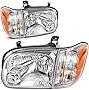 AUTOSAVER88 Headlight Assembly Compatible with 2005-2006 Tundra Double/Crew Cab 2005-2007 Sequoia Chrome Housing Clear Lens(Not suitable for Regular Cab and Assess Cab)