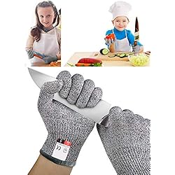 Guantes De Proteccion Carpinteria Guantes Anticorte para Niños, Guantes Resistentes a Los Cortes Nivel 5 Seguridad para Cocina Trabajo y Jardín, 1 Par Seguridad Proteccion Guante, Aptos para Uso alimentario (XXS (5-8 años))