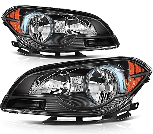 SCITOO Headlight Assembly Fits For Chevy For Malibu 2008-2012 headlamp in Black Housing Amber Reflector Clear Lens