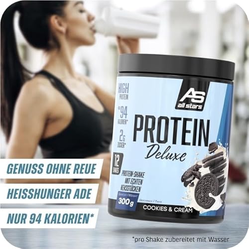 All Stars ALL STARS Protein Deluxe Whey Protein Pulver 300g Cookies and Cream mit Keksstücken - Leckerer Protein Shake mit ca. 69% Eiweiß, 4 hochwertige Protein-Komponenten - Produktansicht 3 | Proteinpulver