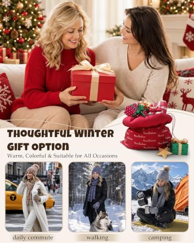 Winter Hat Scarf Gloves Set for Women, Fleece Lined Beanie with Pom Long Neck Warmer Touchscreen Gloves, 3 in 1 Warm Gift Set — 사진 7