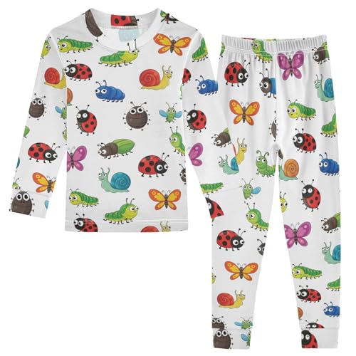 Pajama Sets Long Sleeve Cute Insect Pattern Prints Soft Comfy Sleepwear 2 Piece PJS 3-8T