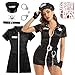 Lile2Liwn Fun Women's Police Costume for Halloween - Realistic Officer Outfit with Hat, Belt, and Handcuffs Adult Cop Uniform Outfit for Parties and Events (Black, XL)