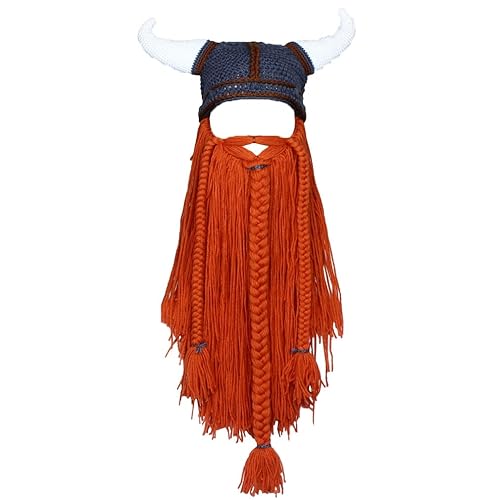 LUTICELI Beard Hats Funny Beanie Hat Handmade Knit Wig Hat Beard Facemask - One Size - Orange