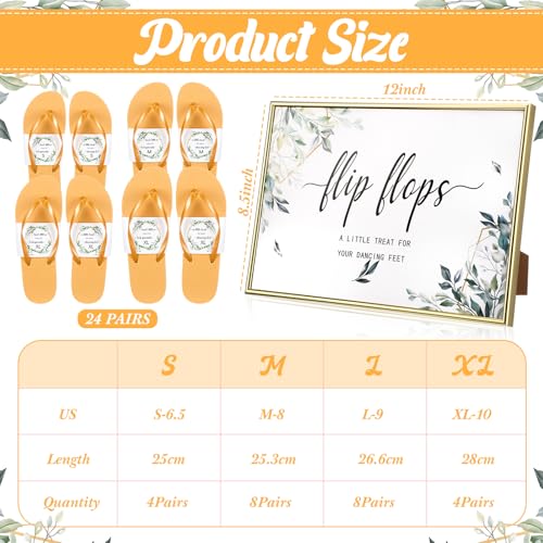 Image of Zoooyawn 24 Pairs Wedding Party Favors Flip Flops Bulk Wedding Sign for Guest
