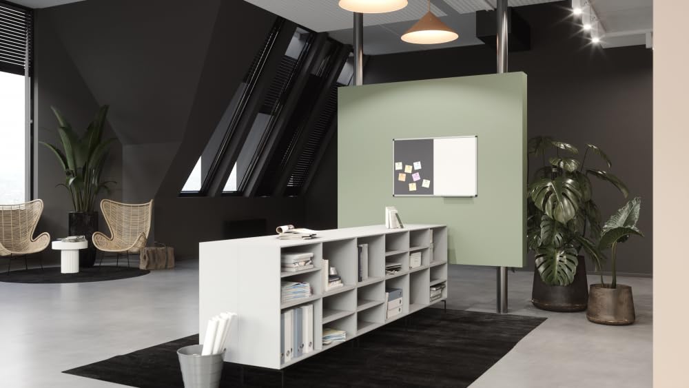 Legamaster UNITE Tabla combinada – 60 x 90 cm – Gris – Combinación de corcho pizarra blanca magnética y se puede escribir – Pizarra de corcho para fijar imágenes y planos de corcho 100% natural