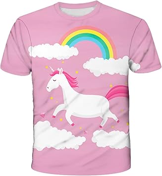 Amazon Co Jp 3d Tシャツ 漫画アニメグラフィックユニコーンかわいい素敵な半袖女の子tシャツの子供tシャツ面白いティーチルドレン服 Color Red1 Kid Size 130 ファッション