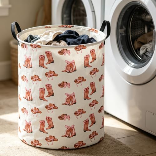 Image of 19.7 inch Laundry Basket,Dirty Clothes Hamper,Waterproof Storage Bin,Room Decor(New Cowgirl)