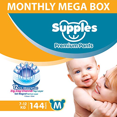 Image of Supples Baby Diaper Pants, Monthly Mega-Box, Large, 124 Count & Baby Diaper Pants, Monthly Mega-Box, Medium, 144 Count