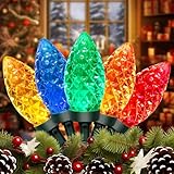 C9 Christmas Lights Outdoor, 26FT 50 LED Waterproof Connectable String Lights for Christmas Tree Roofline Holiday Party Indoor Outdoor Garden Patio Backyard Cafe Xmas Decoration (Multi-Colored)