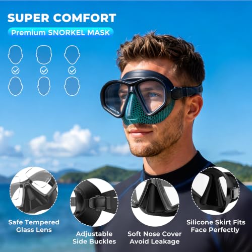 Equipo de snorkel para adultos con tubo de snorkel plegable y máscara miniatura 7