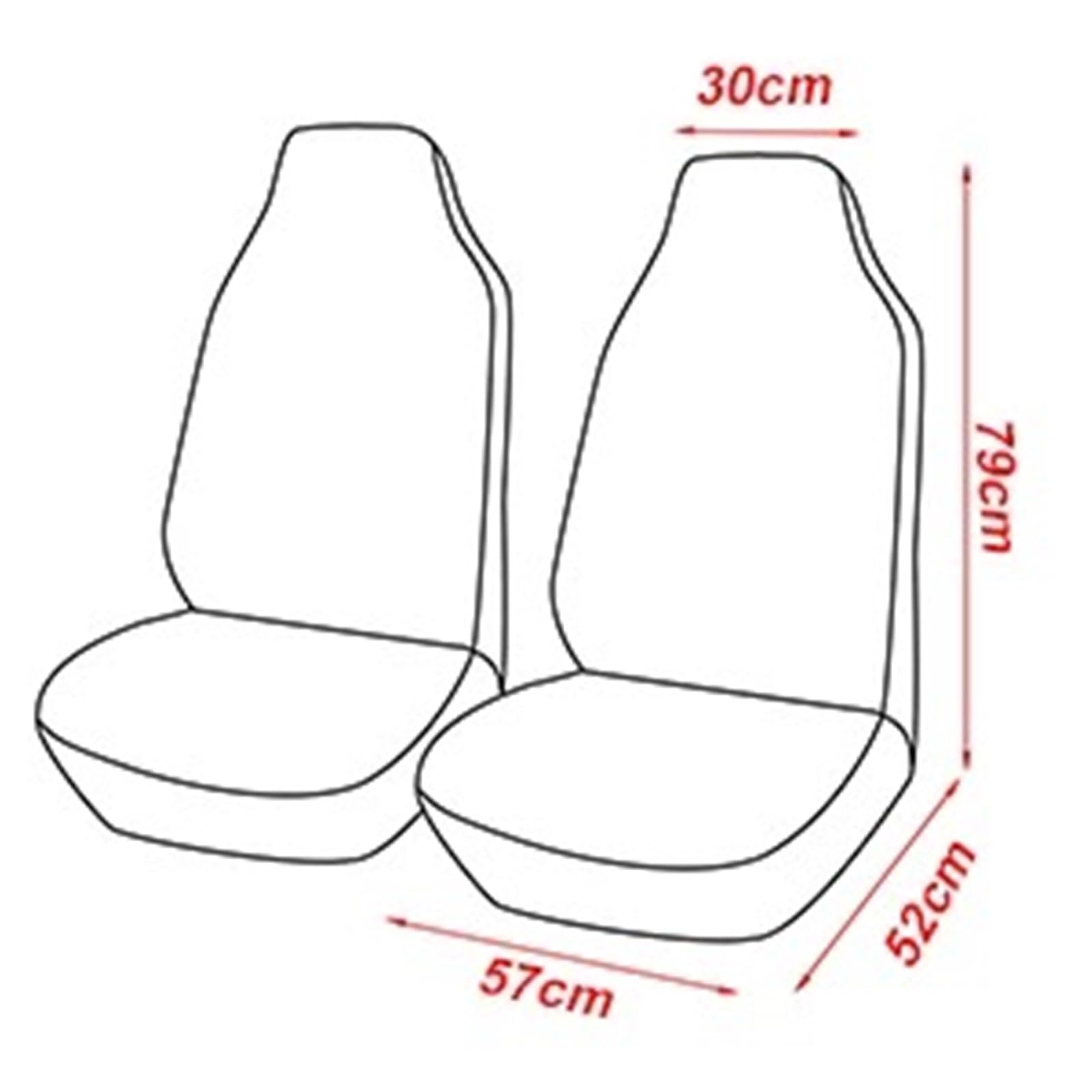 Housses De Siège Auto Pour Peugeot 107 / Citroën C1 / Toyota Aygo | 2 Pièces Avant