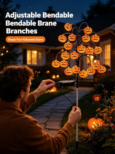 ChayWillow Solar Halloween Pumpkin Tree Stake Lights Outdoor - image 2