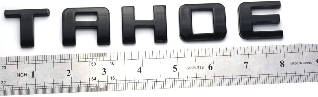 Aimoll 2pcs Chrome Tahoe Nameplate Emblems Plastic Letter Badge Replacement for Chevrolet (Black)