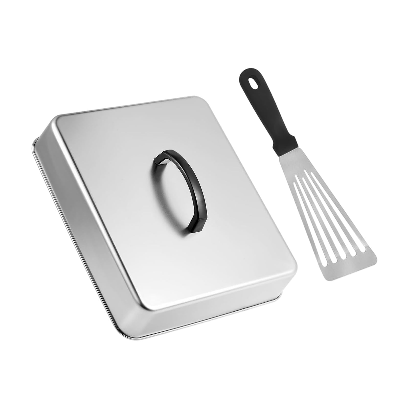 Tsophreniq Better Stainless Steel Cooking Cover and Spatula for Even Heat Distribution Indoor Outdoor Cooking Tools