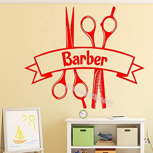 zhuziji Adesivi murali Rugby Aeroplanebarber Quots Strumento per Taglio di Capelli Forbici da Barba Barbiere Vinilepvc Resistente all'Acqua 72x63cm