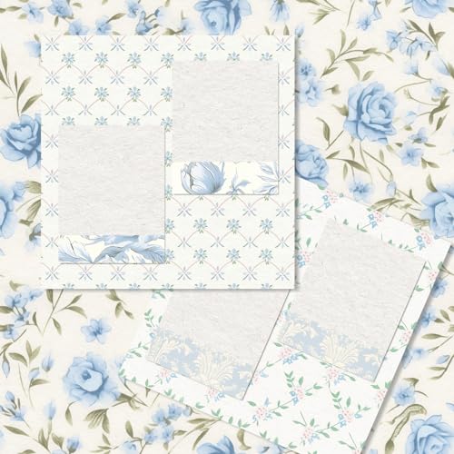 JarThenaAMCS 24 Sheet 6 x 6 Inch Light Blue Hydrangea Pattern Paper Spring Summer Floral Double Sided Craft Scrapbook Specialty Paper for DIY Card Making Photo Album Decor