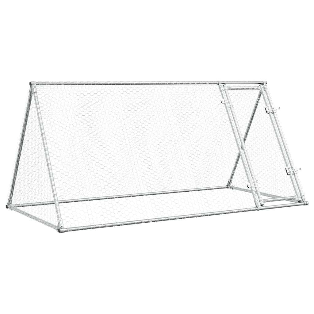 vidaXL Chicken Cage - Galvanised Steel Poultry Enclosure with Water- Roof, Lockable Door, and Spacious Design, 200x105x91 cm, Silver