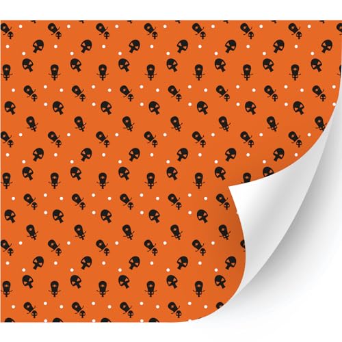 HTV4U Halloween Patterned Adhesive Vinyl (Skulls and Dots Orange, 11"