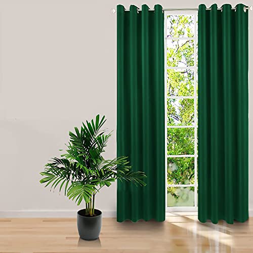 yibo Cortinas Salon Dormitorio Opacas para Ventanas 2 Pieza 150 X 260 CM Protección Solar y Anti Luz Cortinas de Terciopelo Moderno Liso (Verde)