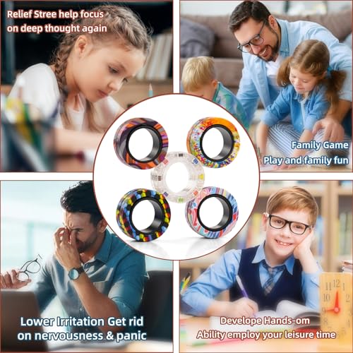 Image of 15Pcs Magnetic Adults Fidget Toys Rings,Stocking Stuffers for Kids 8-12