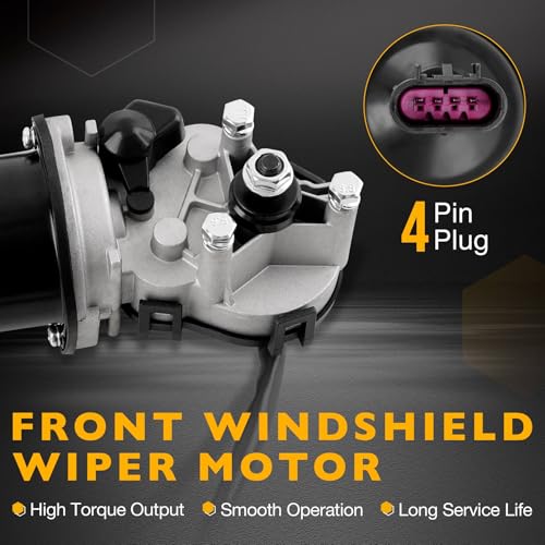 Image of Front Windshield Wiper Motor Compatible with 2004-2012 Chevy Colorado GMC Canyon Pickup, 2006 Isuzu i-280 i-350 Crew Cab Pickup, 2007-2008 i-290 i-370, 4-Pin, Replace# 401062 25809218 88958223