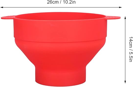 Microwave Popcorn Popper Machine, Silicone Popcorn Maker, Silicone Microwave Popcorn Popper with Handle, Foldable Microwave Popcorn Maker Bowl for Home Kitchen Red