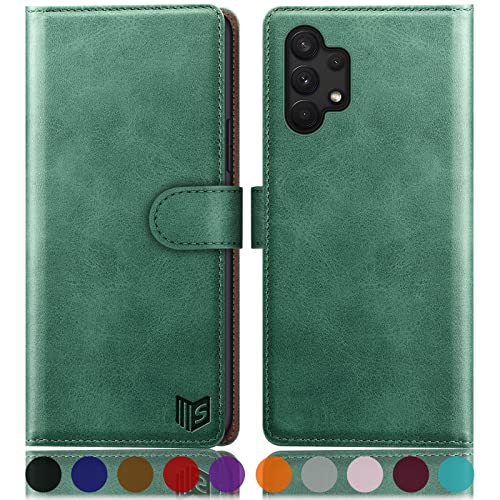SUANPOT for Samsung Galaxy A13 5G/4G/A04/A04S 4G Wallet case with RFID Blocking Credit Card Holder,Flip Book PU Leather Protective Cover Women Men for Samsung A04S Phone case Sea Green