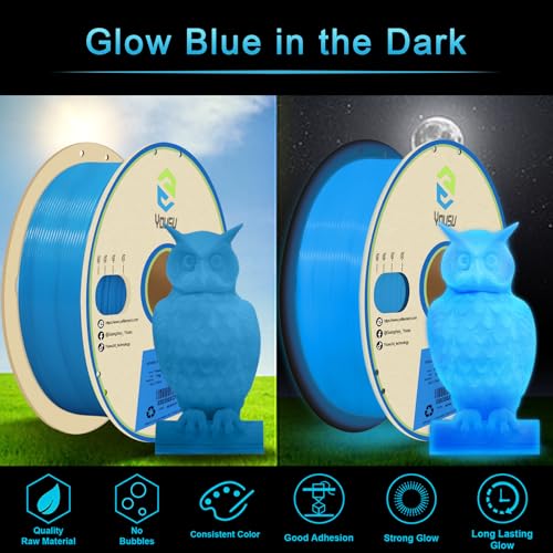 Image of YOUSU 3D Printer Filament 1.75mm PLA Filament Glow in Dark PLA Filament for 3D Printing Filament 1kg(2.2lbs) Spool,Blue