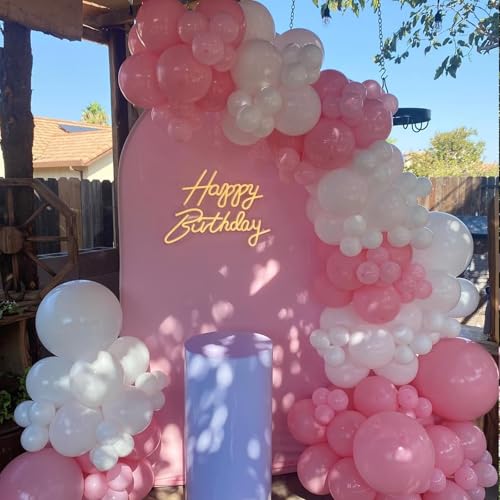 Image of YMSZ Pink and White Balloons Arch Kit, 134pcs Light Pink and White Balloons for Wedding, Bridal Shower, Baby Shower, Birthday, Valentines Party Decorations