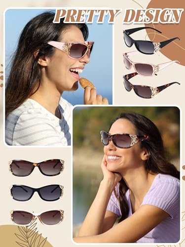 3 Pcs Polarized Sunglasses for Women Girls UV Protection Fashion Butterfly for Summer Driving Fishing, 3 Style4