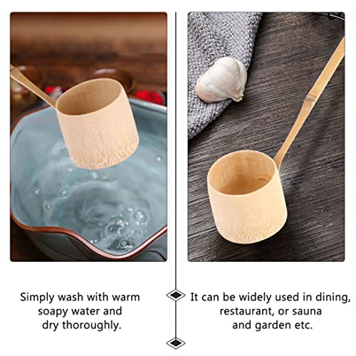 Cuchara de té de madera mango largo para servir café 5