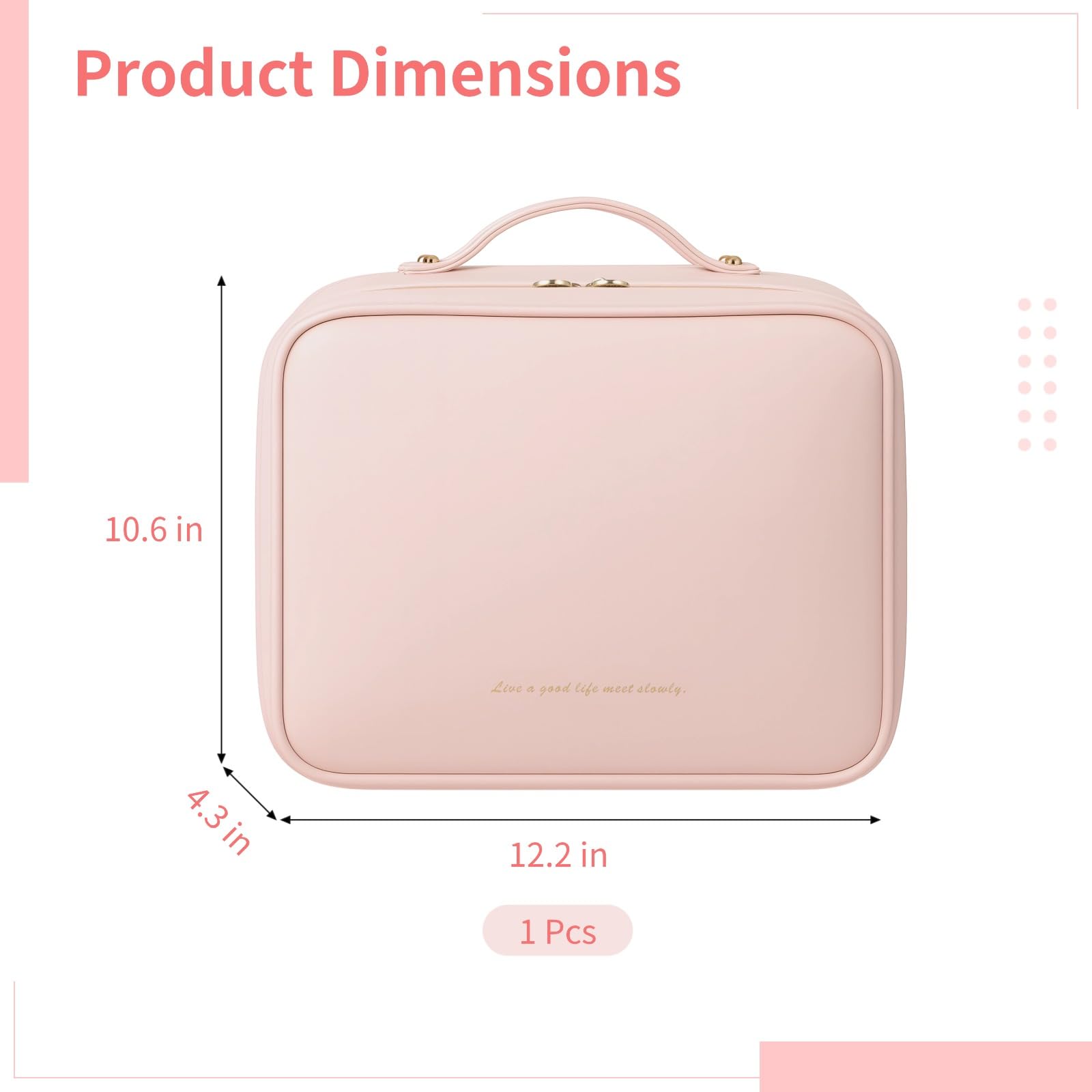 Neceser y cosméticos para mujer, organizador de piel sintética impermeable de 12.2 pulgadas con múltiples bolsillos, compartimentos extraíbles para cepillos, elegante estuche de viaje de gran
