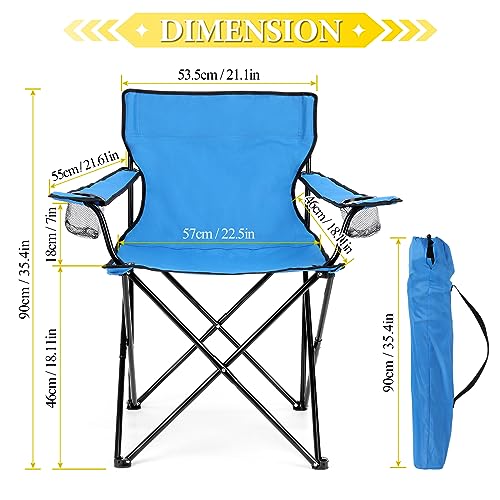 Image of HaSteeL Folding Camping Chair & Carrying Bag, Foldable Camp Chair with Cup Holders for Adults, Portable for Lawn, Outdoors, Fishing, Hiking, Travel, Picnic, Beach, Oversized & Supports 275lbs (Blue)