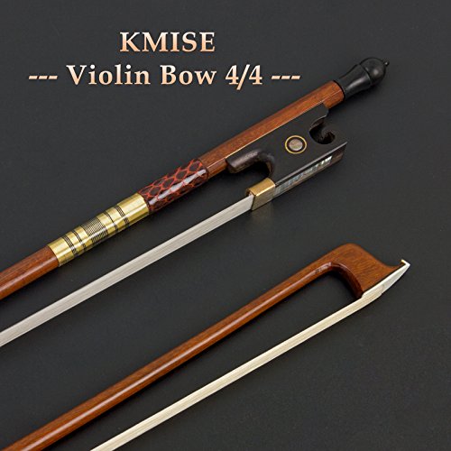 Image of Violin Bow 4 /4, Fiddle Imitation Pernambuco Round Stick OX Horn Frog Horse Hair for Violin Parts Beginner Practice