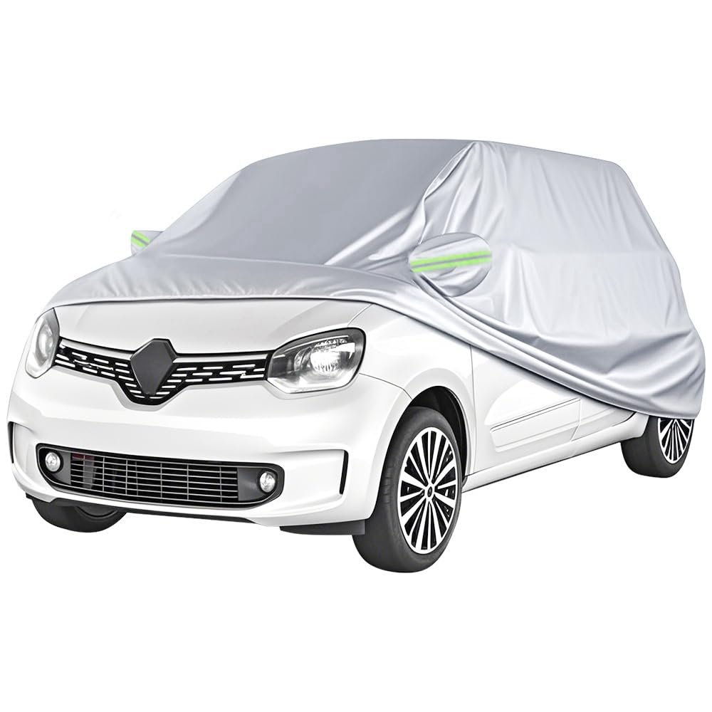 Blueshyhall Autoabdeckung Kompatibel mit Re-Nault Twingo 1993-2024, Autoabdeckplane aus 210T Polyester Stoff Wasserditch Sonnenschutz Vollgarage mit Reflektorstreifen, Car Cover Indoor Outdoor