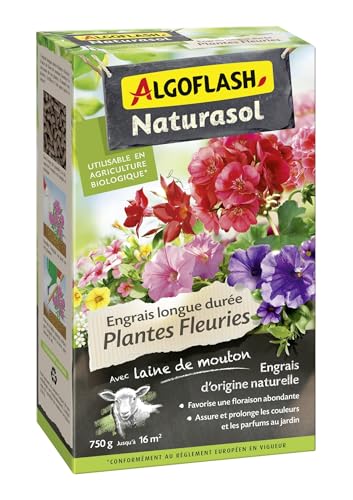 ALGOFLASH NATURASOL Engrais Plantes Fleuries, Longue durée, Jusqu'à 16 m², UAB, 750 g, ABIOGER750