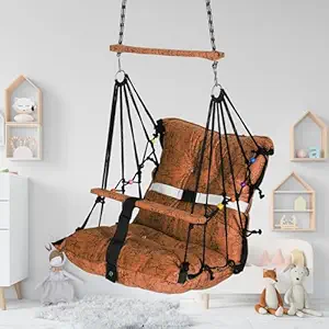 Swing for Kids, Baby Swing Chair Cotton Children Folding and Washable 1-5 Years Swing with Safety Belt,Home and Garden Jhula for Babies |Swing for Kids|Hanging Cradle (Brown)