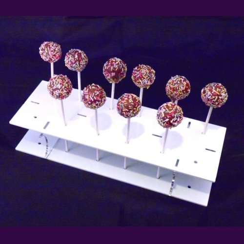 Rectangle White Acrylic Cake Pop Stands 31cm x 13cm - 12 Holes (Approx 5cm Apart), 6.5cm High