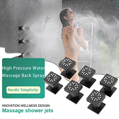 Shower Set Body Spray Jet, 2 Inch Black Shower Body Massage Jet, Brass Wall Mounted Adjustable Shower Side Jets with 2 Modes and 18Pcs Nozzles,6pcs miniatura 2