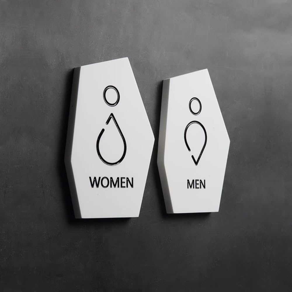 Letreros para baños, letreros de mármol para lavabos, letreros para Puertas de baños, letreros para baños comerciales, letreros para baños de Hombres y Mujeres (Masculinos)